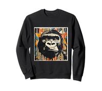 Intense Gorilla Face Stencil Art Graphic Sweatshirt