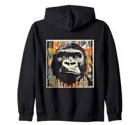 Intense Gorilla Face Stencil Art Graphic Zip Hoodie