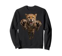 Intense Leaping Cheetah Safari Animal Graphic Sweatshirt