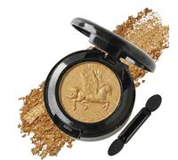 Intense Metallic Gold Eyeshadow Single - Baked Shimmer Eye Shadow Powder with Embossed Pegasus Design, High Pigment Waterproof Long Lasting Highlighter Makeup for Women & Mature Eyes