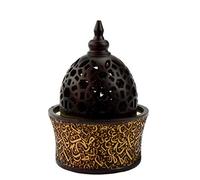 INTENSE OUD Calligraphy Style Closed Incense Burner I Frank incense Resin Burner I Office & Home Decor I Arabian Incense/Bakhoor Burner(Mabkhara)I Metal Tray Inside 8 inch Tall | by Intense Oud Brown