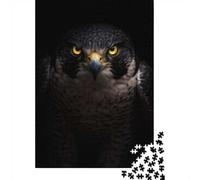 Intense Peregrine Falcon Portrait Adult Jigsaw Puzzle, 1000 Pieces, 52x38cm/1000pcs, A Thoughtful Gift for A New Home; White Card with A Low-dust Finish