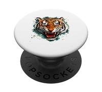 Intense Roaring Tiger Face Wild Feline Predator PopSockets Adhesive PopGrip