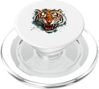Intense Roaring Tiger Face Wild Feline Predator PopSockets PopGrip for MagSafe