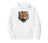 Intense Roaring Tiger Face Wild Feline Predator Pullover Hoodie