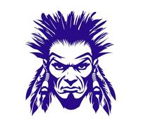 Intense Warrior face with Feathers Bold Native american'tribal Art Design Vinyl Art Sticker 54.6x63.6cm Can Modify and add Information DarkBlue