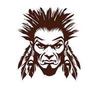 Intense Warrior face with Feathers Bold Native american'tribal Art Design Vinyl Art Sticker 67.2x78.2cm Self Adhesive Coffee