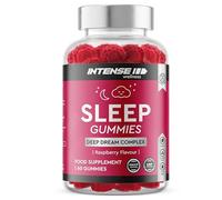 INTENSE Wellness Sleep Gummies for Adults UK - Valerian Root, Ashwagandha, Magnesium & L-Theanine Night Time Support for Restful Evenings - Vegan, Sugar Free Raspberry Flavour - 60 Count