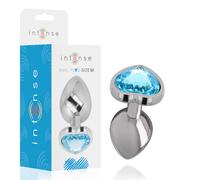 Intense White Heart Small Aluminum Metal Anal Plug for Pleasure, Size 8 cm x 3.3 cm, Color Blue