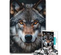 Intense Wolf Portrait with Glowing Eyes-1 Jigsaw Puzzle, 1000 Piece | Choose a January indoor activity on January afternoons for patient puzzling.