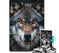 Intense Wolf Portrait with Glowing Eyes-1 Jigsaw Puzzle, 1000 Piece | Choose a mindful activity for adults on rainy days for calm focus.