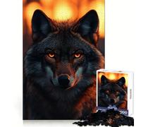 Intense Wolf Portrait with Glowing Eyes Jigsaw Puzzles for Adults 1000 Pieces Brain Skill Accurate Edge Pattern Build Home Decor (50x75cm)