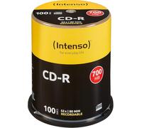 Intenso 1001126 CD-R 52x 100 Pack Cakebox | Premium blank CDs for data and music, 80 minutes recording time, compatible with all standard CD burners and drives