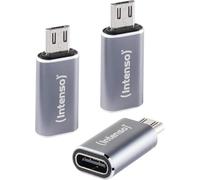 Intenso 3 Pack USB-C to Micro USB (C480M) Adapter 480Mbps High Speed USB 2.0 OTG Aluminum Grey