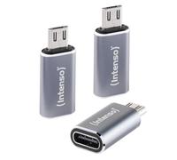 Intenso 3 Pack USB-C to Micro USB (C480M) Adapter 480Mbps High Speed USB 2.0 OTG Aluminum Grey