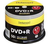 Intenso 4111155 DVD+R 16x 50 Pack Cakebox | DVD-R media with 120 min video capacity, recordable discs for data and video, high compatibility, pack of 50