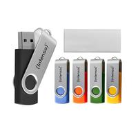 Intenso Office Line USB Stick 5 x 64 GB Super Speed USB-A 3.2 Memory Stick with up to 70 MB/s 5 Colours with Metal Hanger and Labelling Labels
