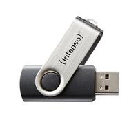 Intenso Basic Line - Flash Drive 64 GB - USB 2.0, Silver/Black | High quality memory stick with practical folding mechanism, robust metal and plastic housing, 64 GB capacity