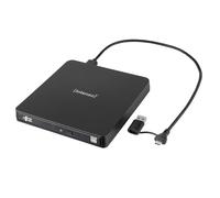 Intenso EOD 400D Slim USB 3.2 External CD/DVD Drive Burner | External Burner for Laptop & PC, USB-C & USB-A Y Cable, Includes Ashampoo Software, Plug & Play for Windows & MacOS, Black