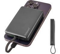 Intenso MC10000 Magnetic Power Bank 10,000 mAh with USB-C Cable | Mobile Battery with PD 3.0, 20W Fast Charge, Magnetic Adhesion for iPhone, Ultra Compact in Grey, LED Status
