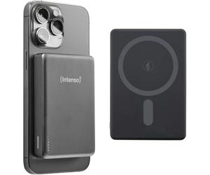 Intenso MW10000 Magnetic Power Bank 10000 mAh - MagSafe Compatible | Wireless Charging 15W, USB-C PD 20W, External Battery for iPhone & Android, Tested in Germany, Grey, 96 x 66 x 16 mm