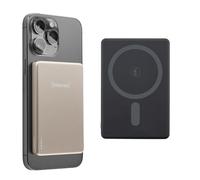 Intenso MW5000 Magnetic Power Bank 5000 mAh - MagSafe Compatible | Wireless Charging 15W, USB-C PD 20W Fast Charge, Ultra Slim Design, Champagne, Dimensions: 96 x 66 x 9.5 mm