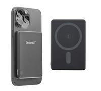Intenso MW5000 Magnetic Power Bank 5000 mAh - MagSafe Compatible, Wireless Charging 15W, USB-C PD 20W, Flat & Compact - Tested in Germany - Grey