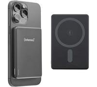 Intenso MW5000 Magnetic Power Bank 5000 mAh - MagSafe Compatible, Wireless Charging 15W, USB-C PD 20W, Flat & Compact - Tested in Germany - Grey