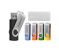 Intenso Office Line Multipack USB Stick 5X 16GB - Super Speed USB 3.2, up to 70MB/s, Assorted Colours with Metal Bracket and Labelling Labels