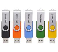 Intenso Office Line Multipack USB Stick 5X 32GB - Super Speed USB 3.2, up to 70MB/s, Assorted Colours with Metal Bracket and Labelling Labels