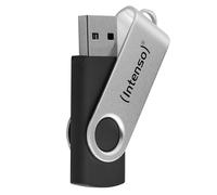Intenso Office Line USB Stick 64 GB, Super Speed USB-A 3.2 Memory Stick with up to 70 MB/s, Robust Plastic Metal Housing, Silver/Black