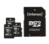Intenso Premium microSDXC 3X 64GB Class 10 UHS-I Memory Card with SD Adapter (up to 90 MB/s) Black