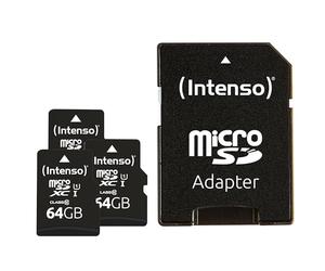 Intenso Premium microSDXC 3X 64GB Class 10 UHS-I Memory Card with SD Adapter (up to 90 MB/s) Black