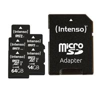 Intenso Premium microSDXC 5X 64GB Class 10 UHS-I Memory Card for Camera with SD Adapter (up to 90 MB/s) Black