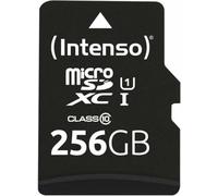 Intenso microSDXC Memory Card Premium 256 GB Class 10 UHS‑I with SD Adapter Black