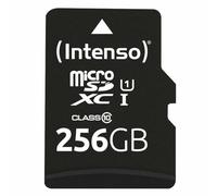 Intenso microSDXC Memory Card Premium 256 GB Class 10 UHS‑I with SD Adapter Black