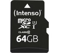 Intenso Premium Microsdxc Memory Card INCL. SD Adapter, Class 10 UHS-I, 64 GB, Black