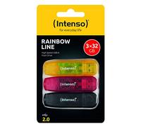 Intenso Rainbow Line USB 2.0 Flash Drive 3 x 32 GB Yellow Red and Black
