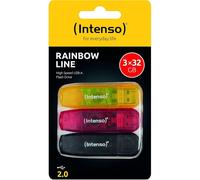 Intenso Rainbow Line USB 2.0 Flash Drive Triple pack 3 x 32 GB Yellow Red and Black Intenso Rainbow Line USB 2.0 Flash Drive Triple pack 3 x 32 GB Yellow Red and Black