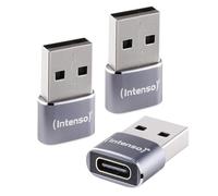 Intenso USB-C to USB-A (C480A) Adapter 3-Pack OTG USB 2.0 Aluminium | Data adapter for iPhone and smartphone, 480 Mbps high-speed, compact design in grey, stable charging up to 3.0 A
