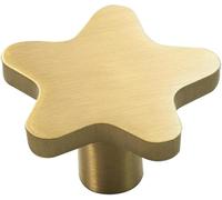 Intenst Decorative Brass Kitchen Cabinet Knobs Gold Star Drawer Dresser Pulls Furniture Cupboard Wardrobe Door Handles Modern 2Pack (2)