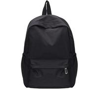 Intenst Rucksack, Lightweight School Bag,Plain Backpack Teenager Girls Boys Solid Color Large Capacity Rucksack Travel Laptop Bag With Two Bottle Pockets.(Black)