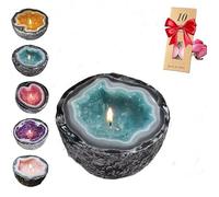 Intention/Healing Crystal Energy Candle, DIY Crystal Healing With Crystals, Funny Bowls, Scented for Meditation & Cleansing Negative Energy (Blue, M)