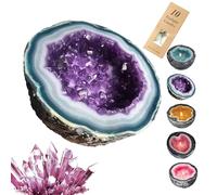 Intention/Healing Crystal Energy Geode Candle, DIY Healing Bowls Ornament, Scented for Meditation & Cleansing Negative Energy (Purple, S)