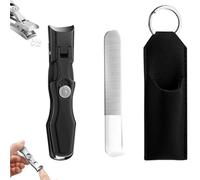 Intentionalk Ultra Sharp Stainless Steel Nail Clippers, 2025 New Nail Clipper Set, Anti-Splashing Wide Jaw Large Nails Clippers, Portable Nail Trimmer, for Men, Women, Seniors (Black)
