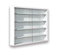 Inter Link Collector's display cabinet, wall shelf, glass display case, wall cabinet, hanging shelf, display case, MDF, white, 80 x 60 x 9.5 cm