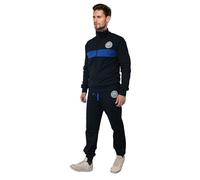 Inter, Men's Boys' Tracksuit in Brushed Fleece with Zip, Trousers, Black Light Blue, Official Product