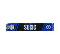Inter Petar Sučić Jacquard Scarf, 100% Acrylic, Black/Blue/White, 135 x 22 cm