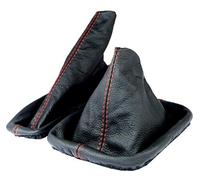 Inter-Sale L&P A0189 Shift Boot and Handbrake hand brake Cuff Set genuine Leather compatible with BMW 3 series E30 black stitching color red