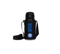 Inter Seven Boys Water Bottle, Black Blue, with Shoulder Strap Holder, Temperature Maintenance: Hot 12h/Cold 24h